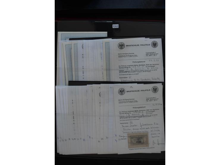 1872/75, Große Brustschilde-Plattenfehlersammlung in 2 Bänden, mit ca. 300 Einzelmarken, 66 Briefstücken und 37 Briefen, alle