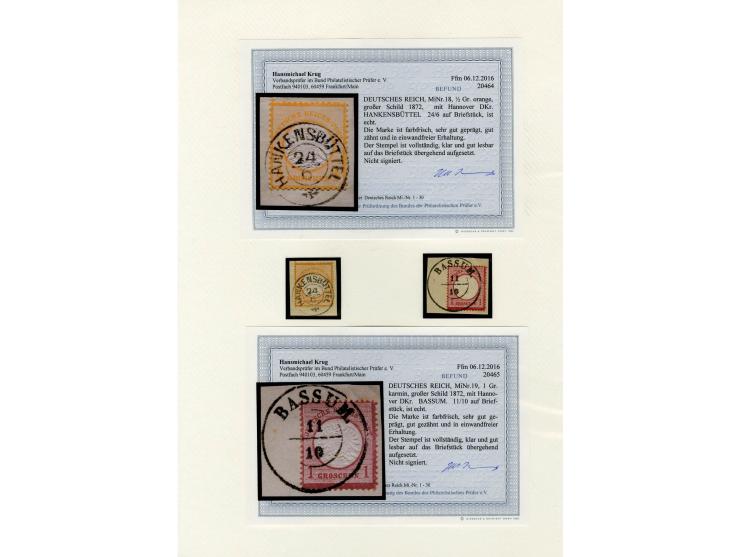 1872/74, sehr schöne gestempelte Sammlung, in den Hauptnummern kpl., zusätzlich Mi.-Nr. 21b, dabei auch viele nachverwendete 