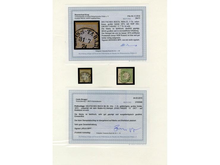 1872/74, sehr schöne gestempelte Sammlung, in den Hauptnummern kpl., zusätzlich Mi.-Nr. 21b, dabei auch viele nachverwendete 