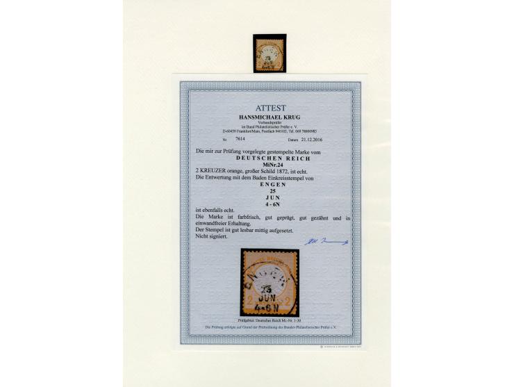 1872/74, sehr schöne gestempelte Sammlung, in den Hauptnummern kpl., zusätzlich Mi.-Nr. 21b, dabei auch viele nachverwendete 