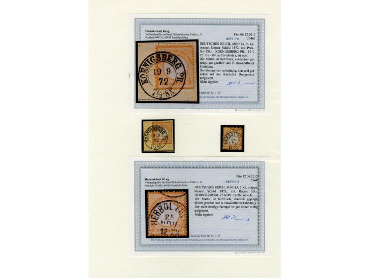 1872/74, sehr schöne gestempelte Sammlung, in den Hauptnummern kpl., zusätzlich Mi.-Nr. 21b, dabei auch viele nachverwendete 