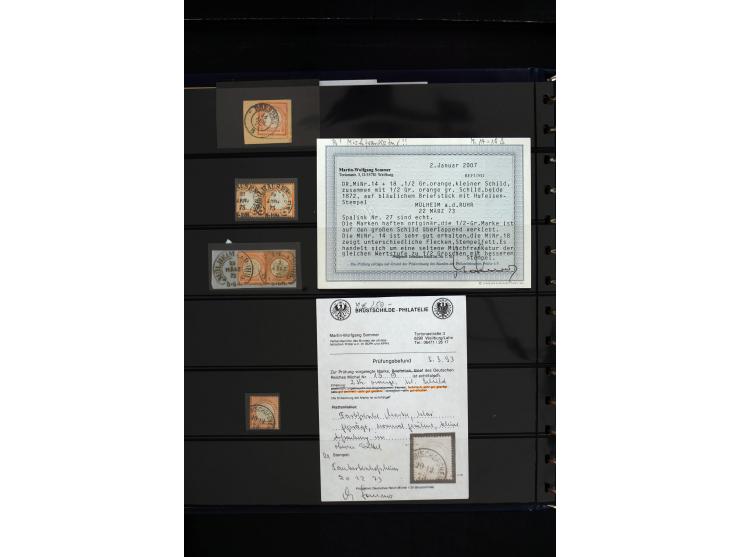 1872/75, in den Hauptnummern weit überkomplette gestempelte Sammlung mit vielen schönen Briefstücken sowie über 40 Briefen un