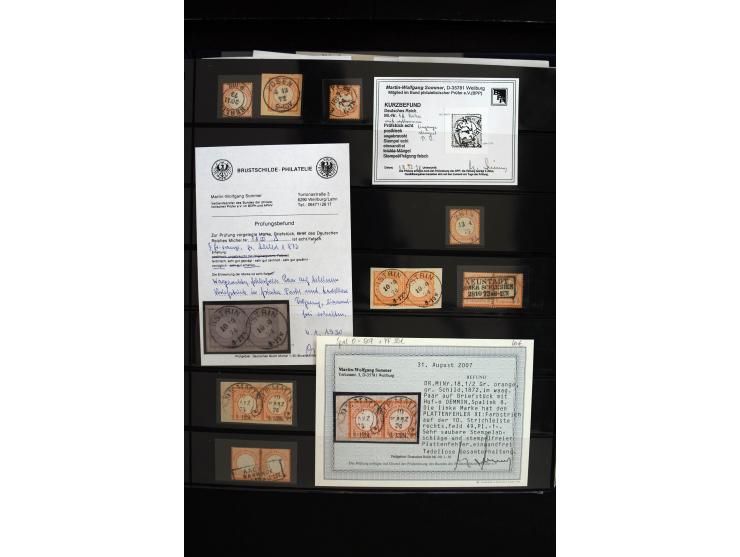 1872/75, in den Hauptnummern weit überkomplette gestempelte Sammlung mit vielen schönen Briefstücken sowie über 40 Briefen un