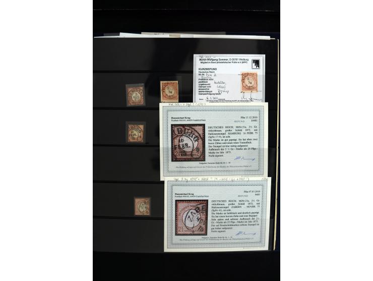 1872/75, in den Hauptnummern weit überkomplette gestempelte Sammlung mit vielen schönen Briefstücken sowie über 40 Briefen un