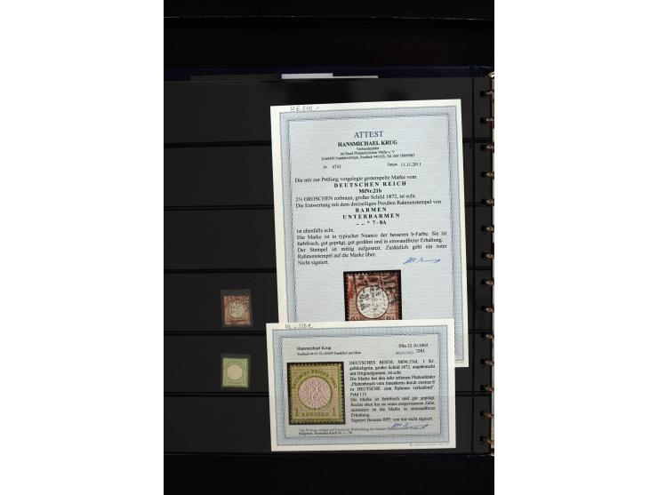 1872/75, in den Hauptnummern weit überkomplette gestempelte Sammlung mit vielen schönen Briefstücken sowie über 40 Briefen un