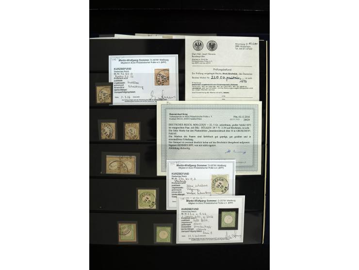 1872/75, in den Hauptnummern weit überkomplette gestempelte Sammlung mit vielen schönen Briefstücken sowie über 40 Briefen un
