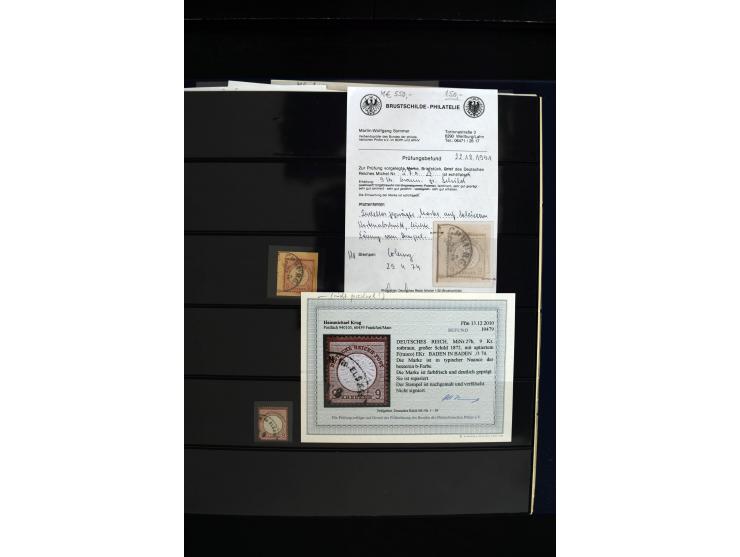 1872/75, in den Hauptnummern weit überkomplette gestempelte Sammlung mit vielen schönen Briefstücken sowie über 40 Briefen un