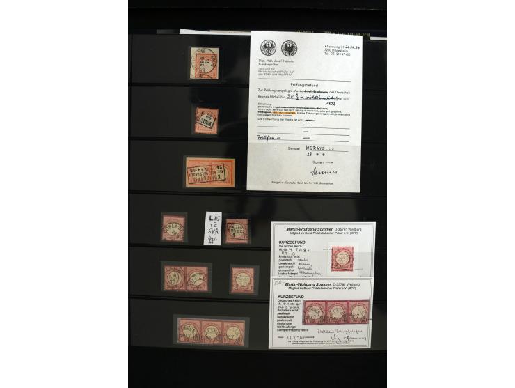 1872/75, in den Hauptnummern weit überkomplette gestempelte Sammlung mit vielen schönen Briefstücken sowie über 40 Briefen un