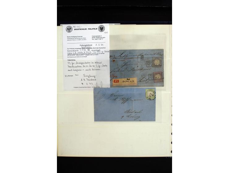 1872/75, in den Hauptnummern weit überkomplette gestempelte Sammlung mit vielen schönen Briefstücken sowie über 40 Briefen un