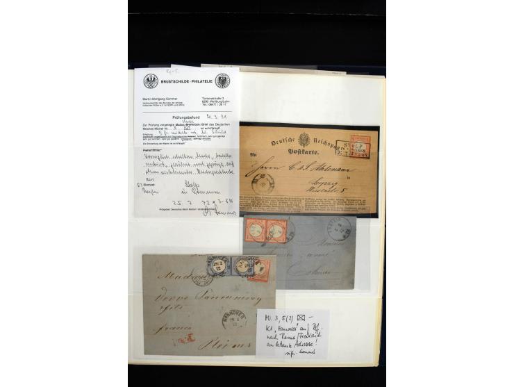 1872/75, in den Hauptnummern weit überkomplette gestempelte Sammlung mit vielen schönen Briefstücken sowie über 40 Briefen un