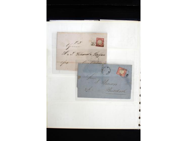 1872/75, in den Hauptnummern weit überkomplette gestempelte Sammlung mit vielen schönen Briefstücken sowie über 40 Briefen un