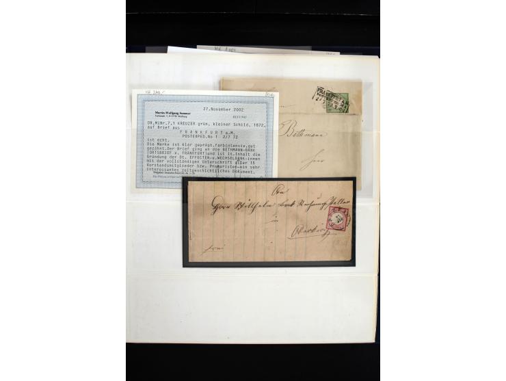 1872/75, in den Hauptnummern weit überkomplette gestempelte Sammlung mit vielen schönen Briefstücken sowie über 40 Briefen un