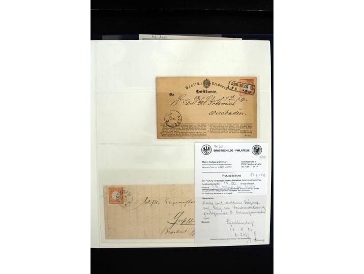1872/75, in den Hauptnummern weit überkomplette gestempelte Sammlung mit vielen schönen Briefstücken sowie über 40 Briefen un