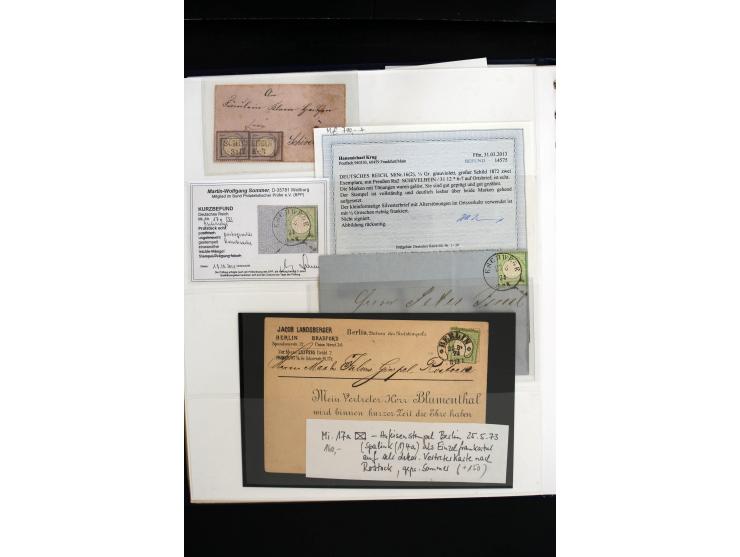 1872/75, in den Hauptnummern weit überkomplette gestempelte Sammlung mit vielen schönen Briefstücken sowie über 40 Briefen un