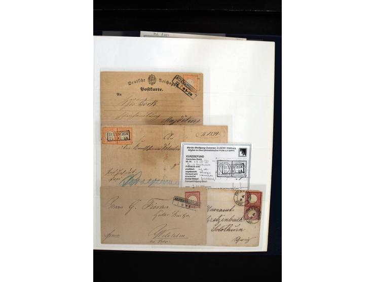 1872/75, in den Hauptnummern weit überkomplette gestempelte Sammlung mit vielen schönen Briefstücken sowie über 40 Briefen un
