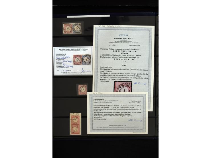1872/75, in den Hauptnummern weit überkomplette gestempelte Sammlung mit vielen schönen Briefstücken sowie über 40 Briefen un