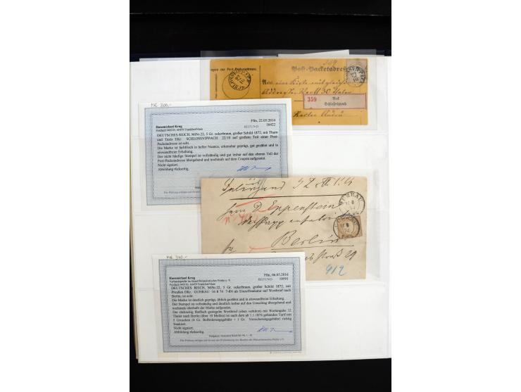 1872/75, in den Hauptnummern weit überkomplette gestempelte Sammlung mit vielen schönen Briefstücken sowie über 40 Briefen un