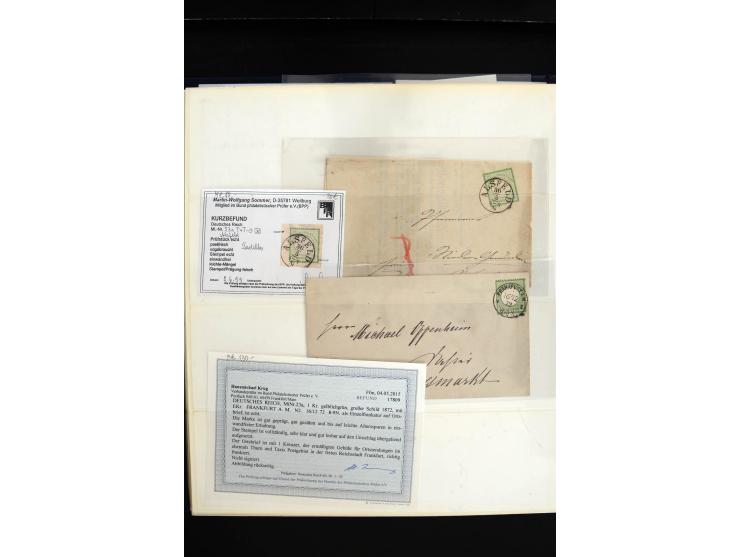1872/75, in den Hauptnummern weit überkomplette gestempelte Sammlung mit vielen schönen Briefstücken sowie über 40 Briefen un