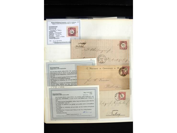 1872/75, in den Hauptnummern weit überkomplette gestempelte Sammlung mit vielen schönen Briefstücken sowie über 40 Briefen un
