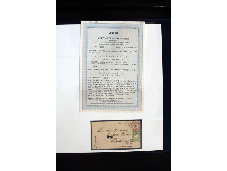 1872/75, in den Hauptnummern weit überkomplette gestempelte Sammlung mit vielen schönen Briefstücken sowie über 40 Briefen un
