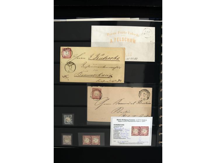 1872/75, in den Hauptnummern weit überkomplette gestempelte Sammlung mit vielen schönen Briefstücken sowie über 40 Briefen un