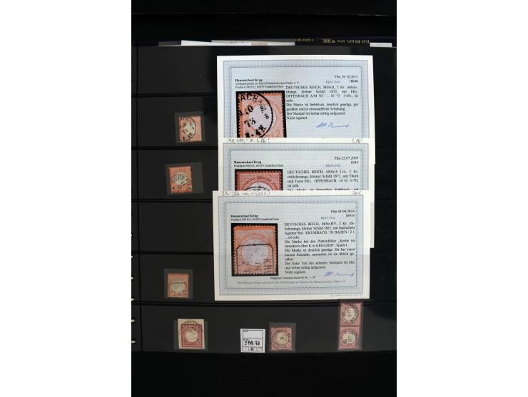 1872/75, in den Hauptnummern weit überkomplette gestempelte Sammlung mit vielen schönen Briefstücken sowie über 40 Briefen un