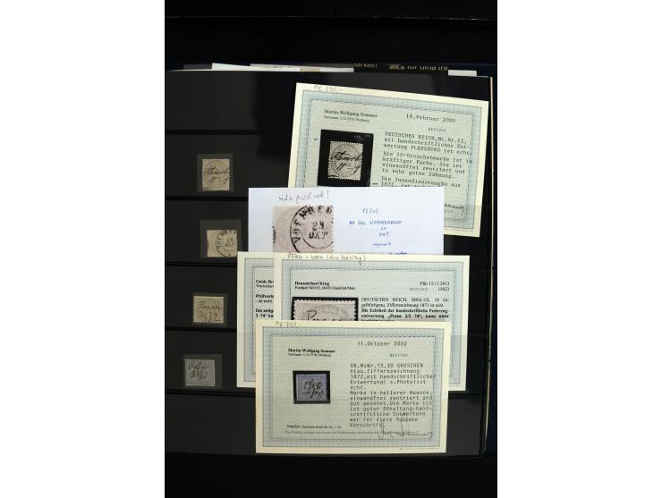 1872/75, in den Hauptnummern weit überkomplette gestempelte Sammlung mit vielen schönen Briefstücken sowie über 40 Briefen un