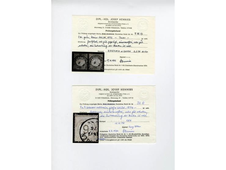 1872/1916, in den Hautpnummern über weite Strecken überkpl. gestempelte Sammlung mit vielen schönen Briefstücken und einigen,