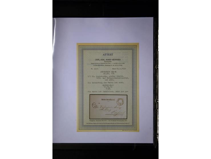 1872/75, Brustschilde-Sammlung mit 17 Briefen/Karten und 23 Einzelmarken/Briefstücken sowie zwei Paaren, dabei 17b als Einzel