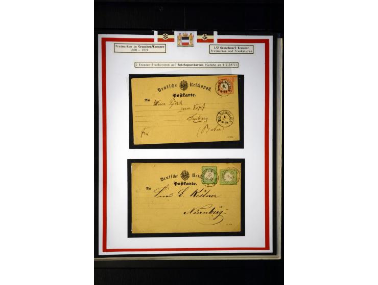 1872/75, Brustschilde-Sammlung mit 17 Briefen/Karten und 23 Einzelmarken/Briefstücken sowie zwei Paaren, dabei 17b als Einzel