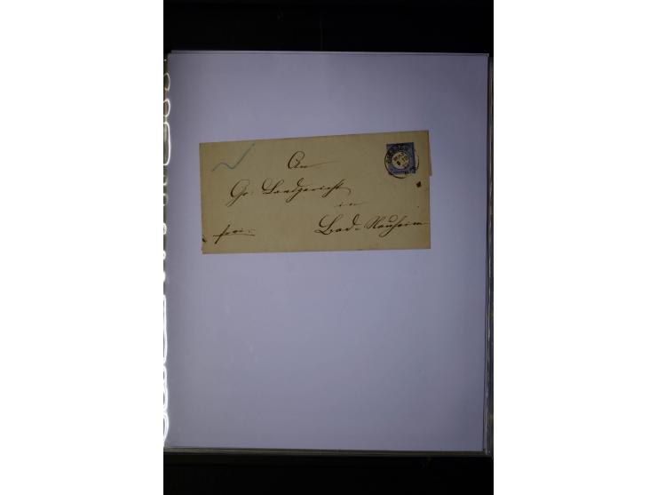 1872/75, Brustschilde-Sammlung mit 17 Briefen/Karten und 23 Einzelmarken/Briefstücken sowie zwei Paaren, dabei 17b als Einzel