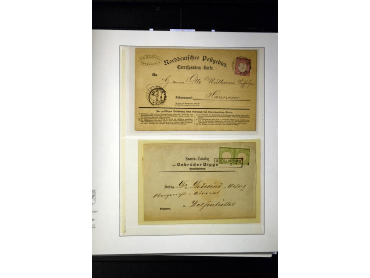 1872/75, Brustschilde-Sammlung mit 17 Briefen/Karten und 23 Einzelmarken/Briefstücken sowie zwei Paaren, dabei 17b als Einzel