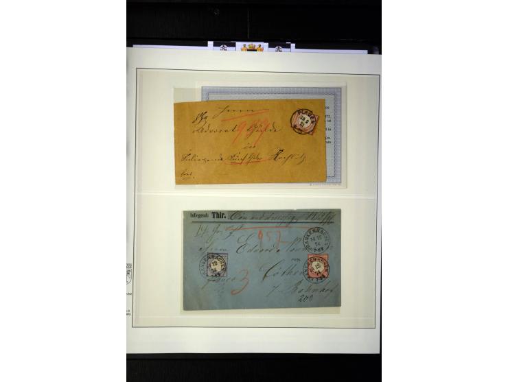 1872/75, Brustschilde-Sammlung mit 17 Briefen/Karten und 23 Einzelmarken/Briefstücken sowie zwei Paaren, dabei 17b als Einzel