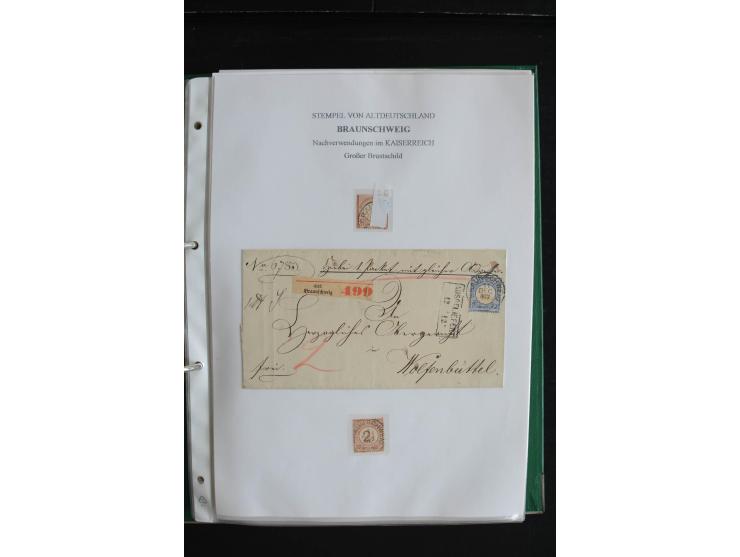 1872/74, nachverwendete Braunschweigstempel, Braunschweig bis Zorge, schöne Sammlung von über 80 Marken und 80 Briefen, dabei