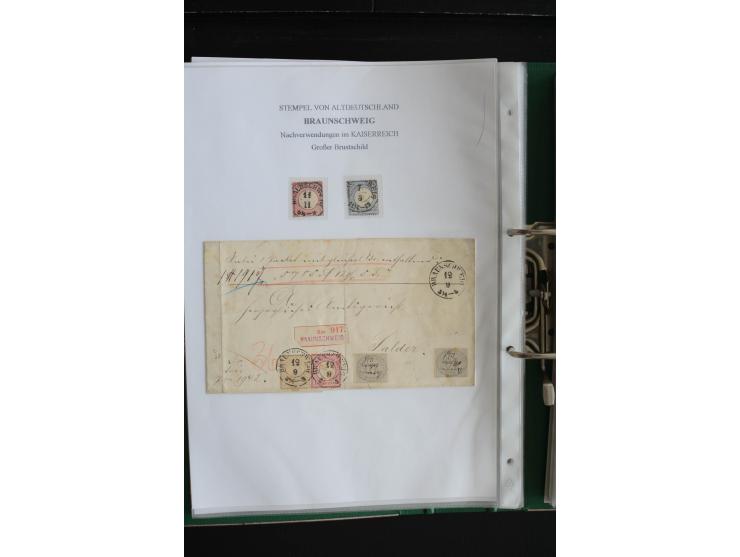 1872/74, nachverwendete Braunschweigstempel, Braunschweig bis Zorge, schöne Sammlung von über 80 Marken und 80 Briefen, dabei