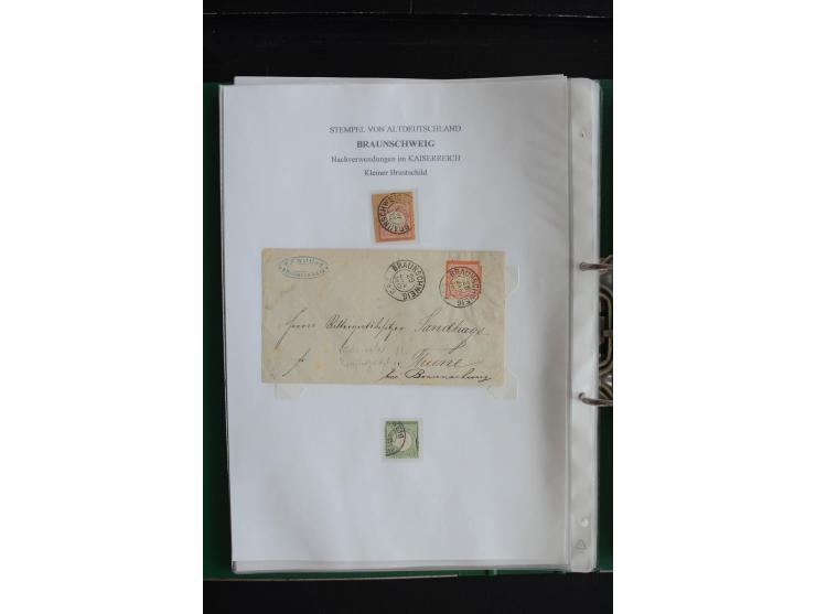 1872/74, nachverwendete Braunschweigstempel, Braunschweig bis Zorge, schöne Sammlung von über 80 Marken und 80 Briefen, dabei