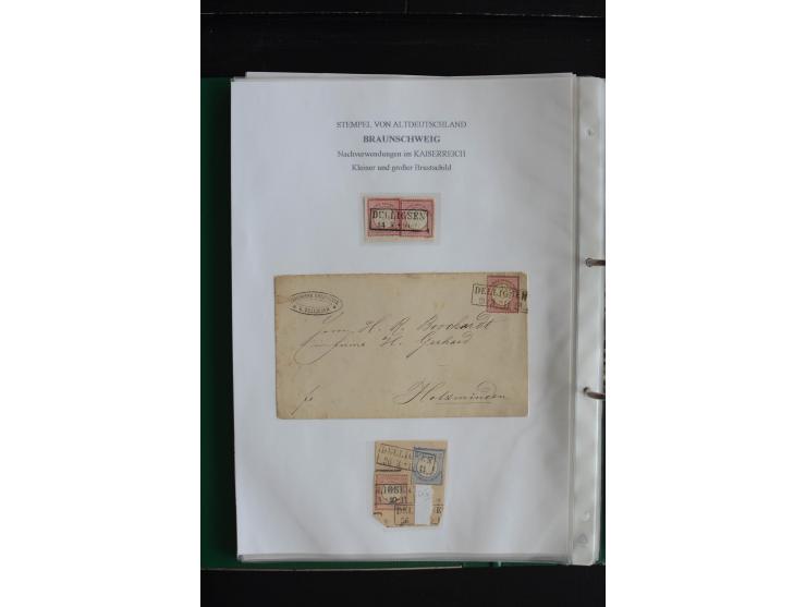 1872/74, nachverwendete Braunschweigstempel, Braunschweig bis Zorge, schöne Sammlung von über 80 Marken und 80 Briefen, dabei