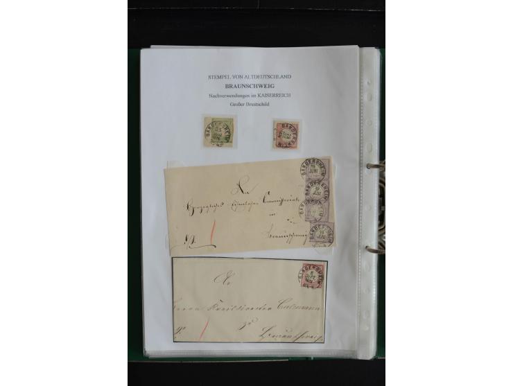 1872/74, nachverwendete Braunschweigstempel, Braunschweig bis Zorge, schöne Sammlung von über 80 Marken und 80 Briefen, dabei