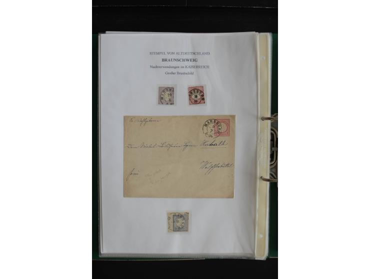 1872/74, nachverwendete Braunschweigstempel, Braunschweig bis Zorge, schöne Sammlung von über 80 Marken und 80 Briefen, dabei