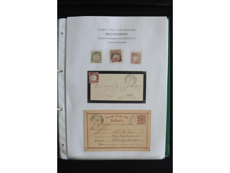 1872/74, nachverwendete Braunschweigstempel, Braunschweig bis Zorge, schöne Sammlung von über 80 Marken und 80 Briefen, dabei