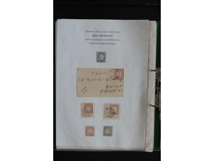 1872/74, nachverwendete Braunschweigstempel, Braunschweig bis Zorge, schöne Sammlung von über 80 Marken und 80 Briefen, dabei