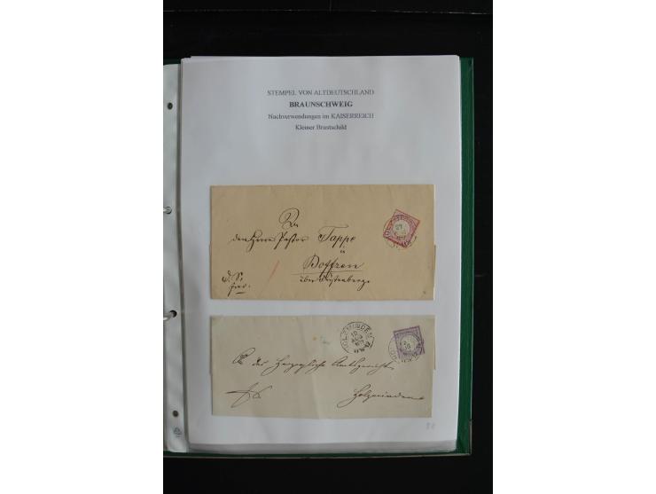 1872/74, nachverwendete Braunschweigstempel, Braunschweig bis Zorge, schöne Sammlung von über 80 Marken und 80 Briefen, dabei