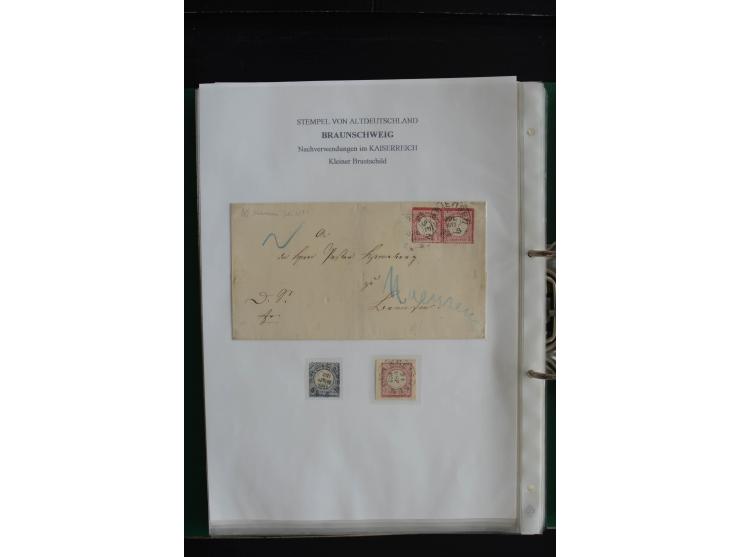 1872/74, nachverwendete Braunschweigstempel, Braunschweig bis Zorge, schöne Sammlung von über 80 Marken und 80 Briefen, dabei