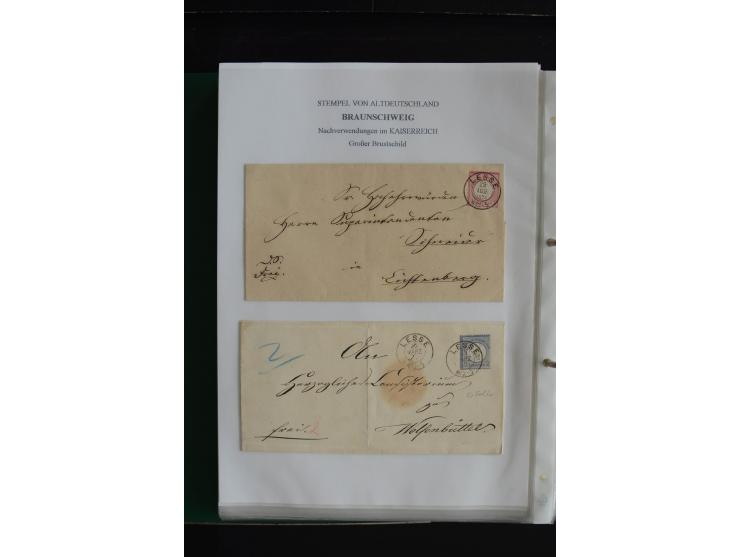 1872/74, nachverwendete Braunschweigstempel, Braunschweig bis Zorge, schöne Sammlung von über 80 Marken und 80 Briefen, dabei