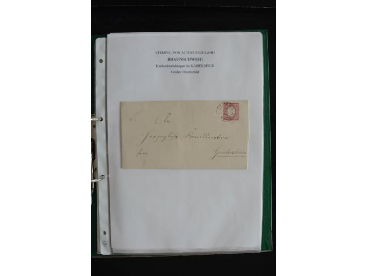 1872/74, nachverwendete Braunschweigstempel, Braunschweig bis Zorge, schöne Sammlung von über 80 Marken und 80 Briefen, dabei