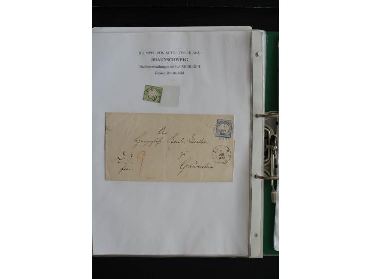 1872/74, nachverwendete Braunschweigstempel, Braunschweig bis Zorge, schöne Sammlung von über 80 Marken und 80 Briefen, dabei