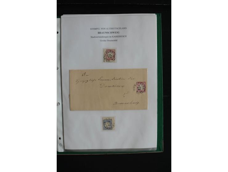 1872/74, nachverwendete Braunschweigstempel, Braunschweig bis Zorge, schöne Sammlung von über 80 Marken und 80 Briefen, dabei