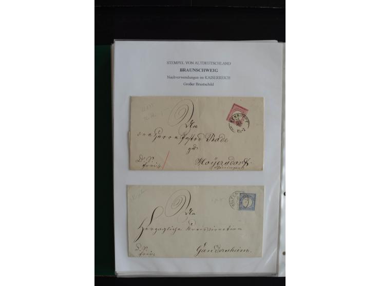 1872/74, nachverwendete Braunschweigstempel, Braunschweig bis Zorge, schöne Sammlung von über 80 Marken und 80 Briefen, dabei