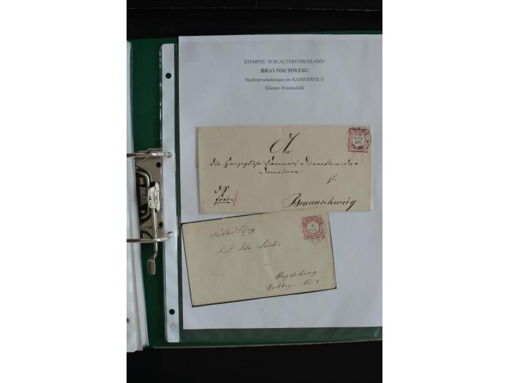 1872/74, nachverwendete Braunschweigstempel, Braunschweig bis Zorge, schöne Sammlung von über 80 Marken und 80 Briefen, dabei