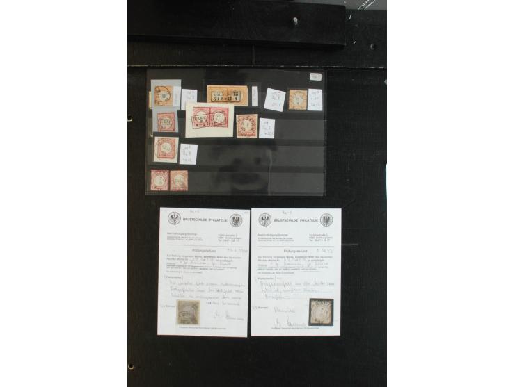 1872/74, Brustschilde Spezialitäten-Lot mit Hufeisenstempeln, blauen Stempeln, Verzähnungen, Prägefehlern etc., insgesamt ca.